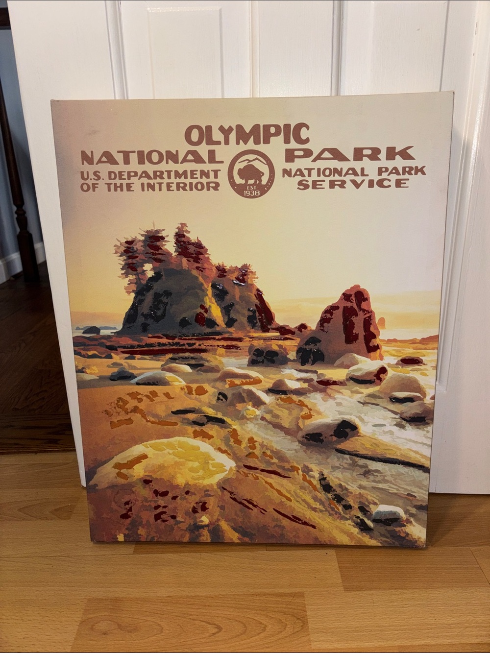 Olympic National Park Vintage Style Poster - Warm Sunset Hues